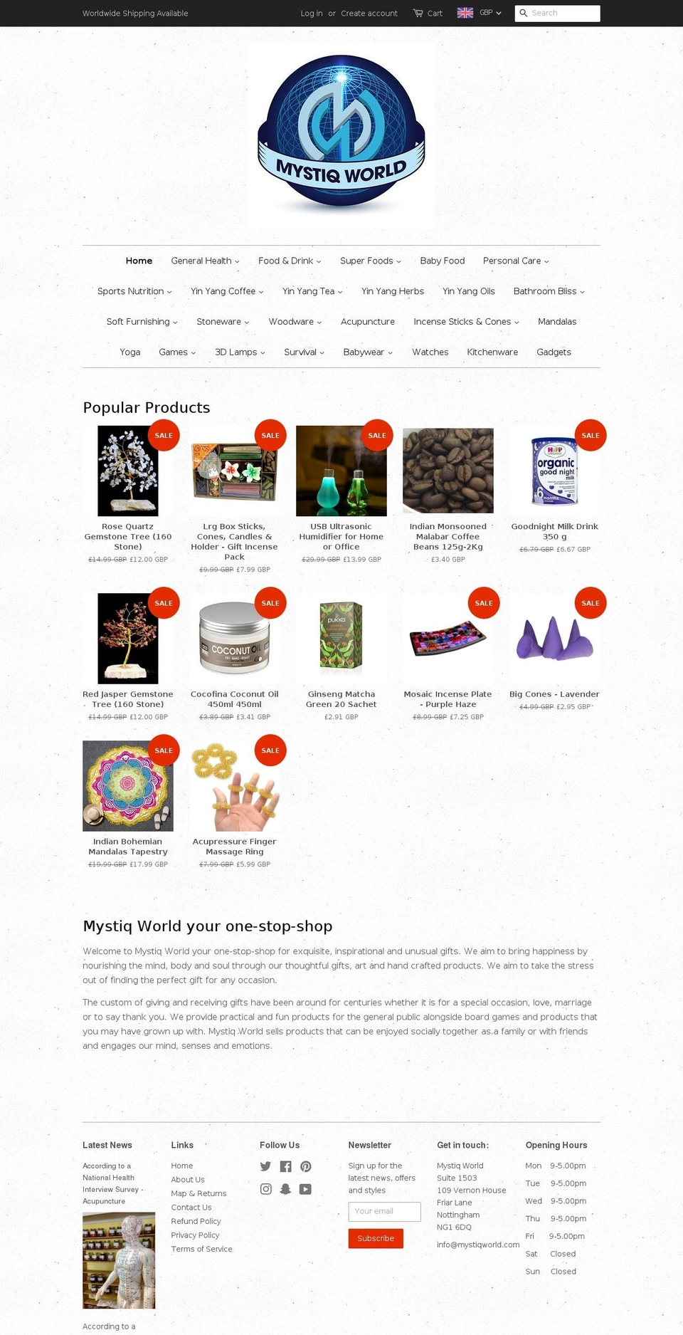 mystiqworld.com — Shopify storefront screenshot