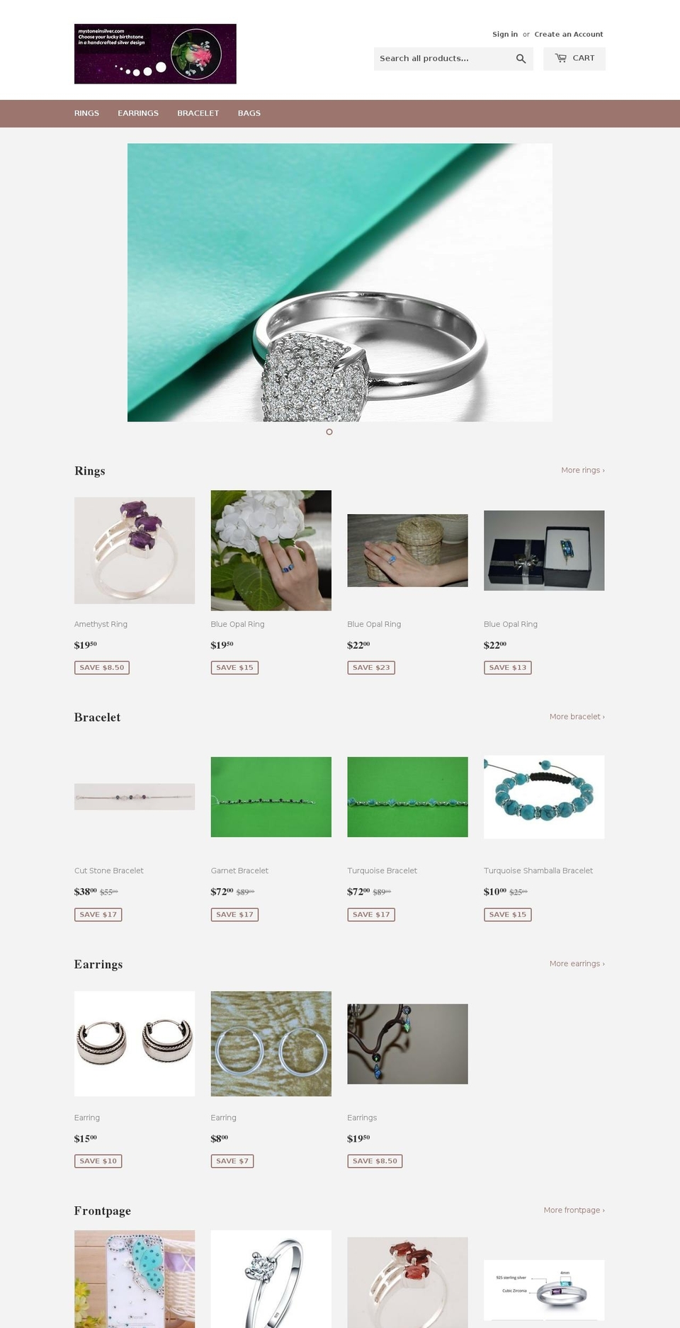 mystoneinsilver.com shopify website screenshot