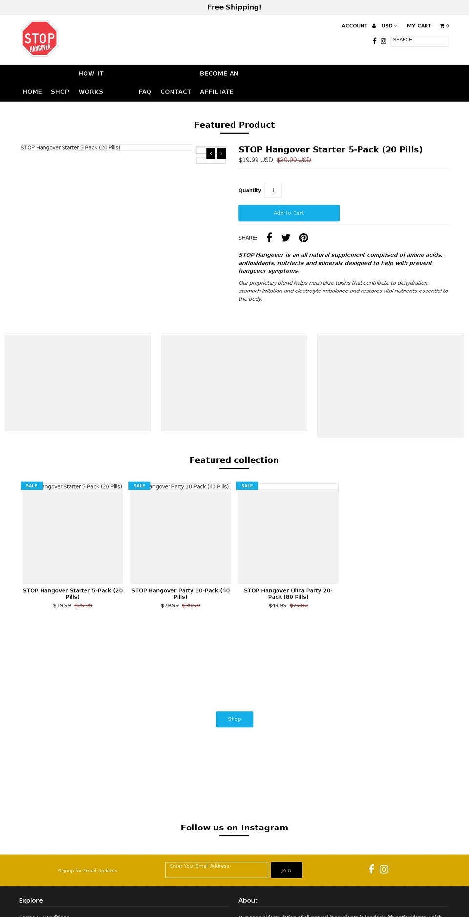 mystophangover.com — Shopify storefront screenshot