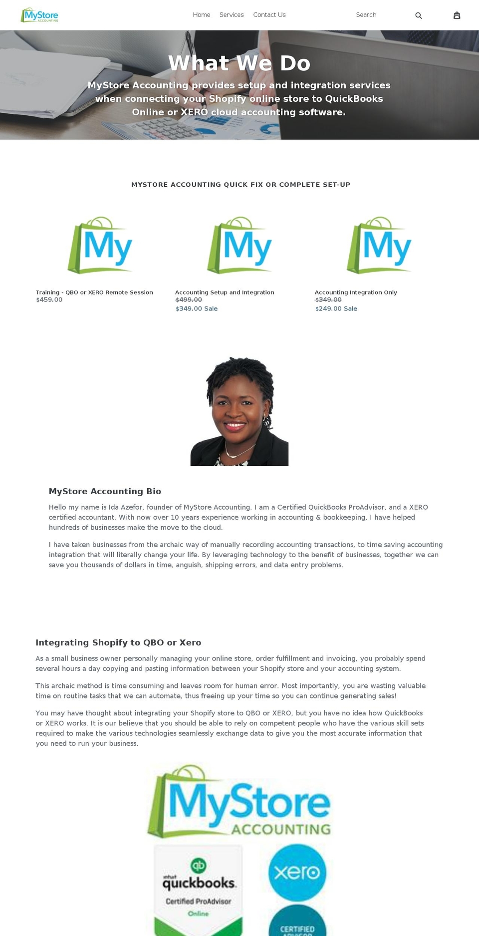 mystoreaccounting.com — Shopify storefront screenshot