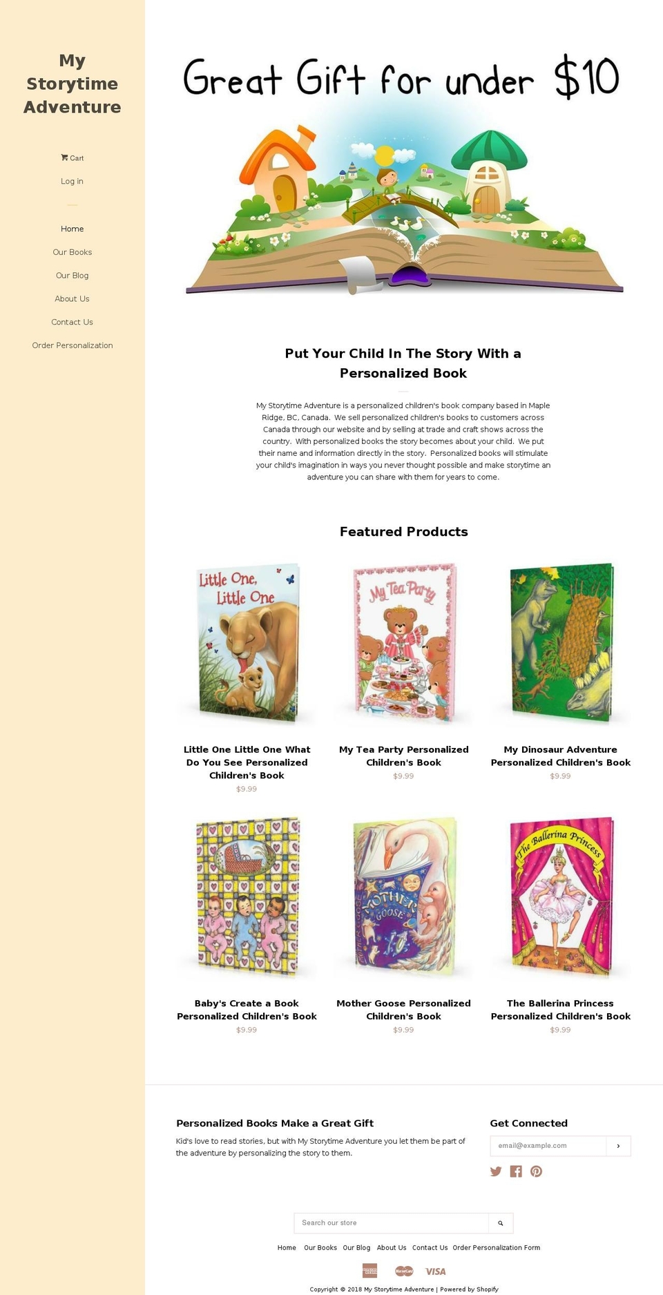 mystorytimeadventure.org shopify website screenshot