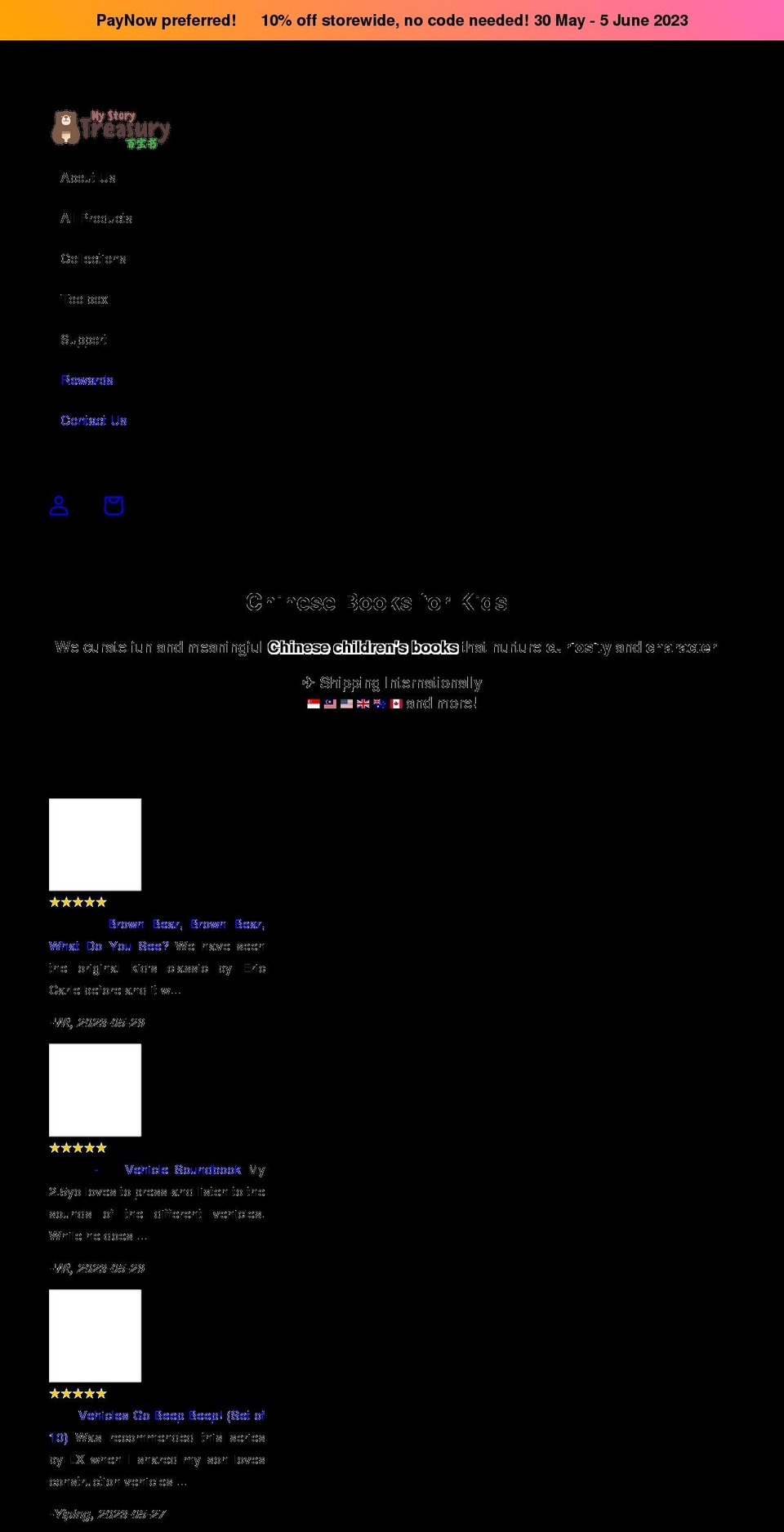 mystorytreasury.com — Shopify storefront screenshot