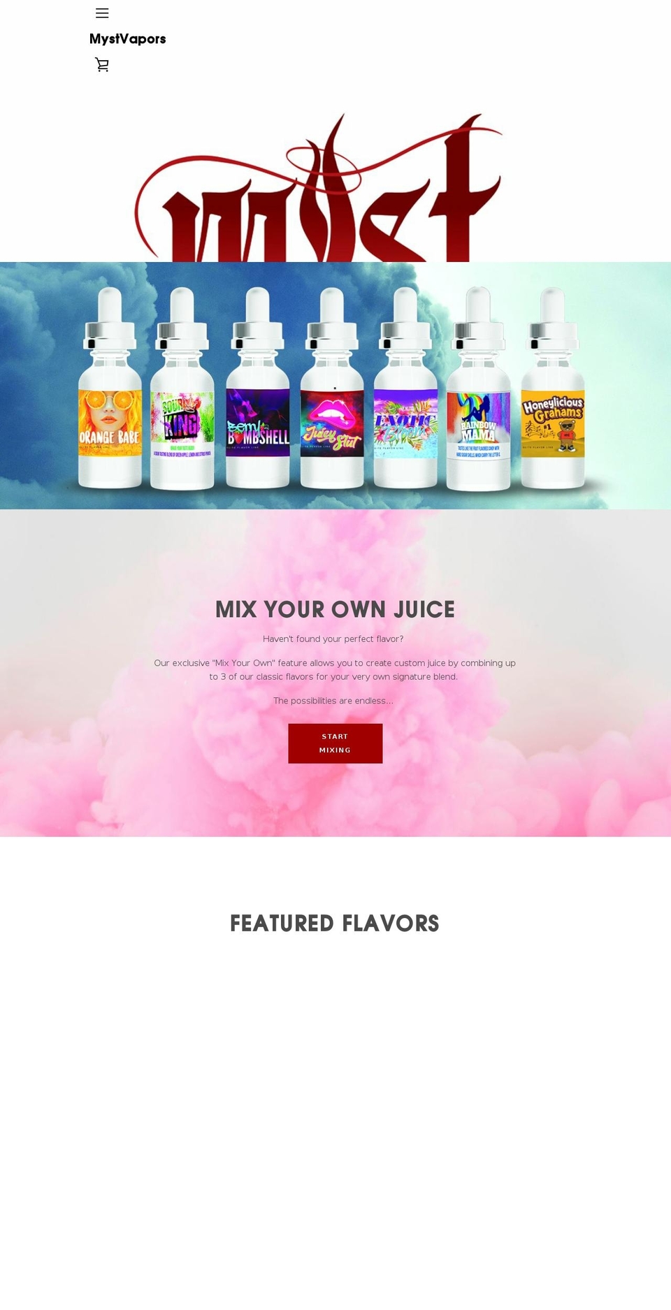 mystvapors.com — Shopify storefront screenshot