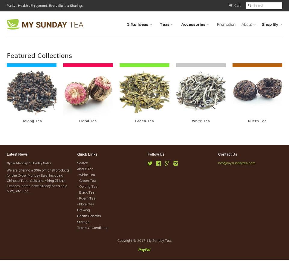 mysundaytea.com shopify website screenshot