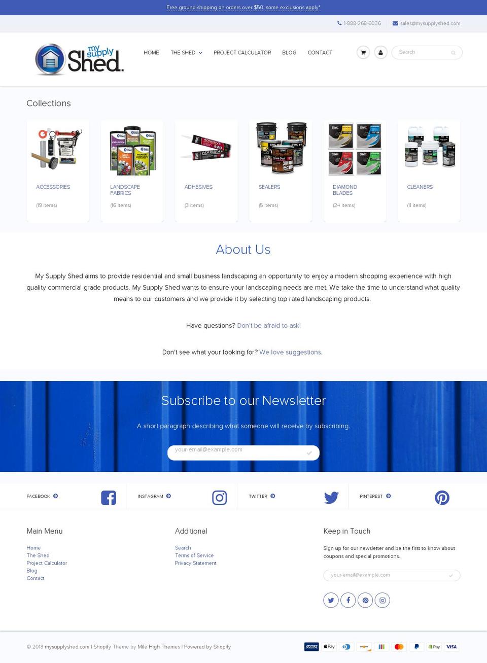 Main store Shopify theme site example mysupplyshed.com