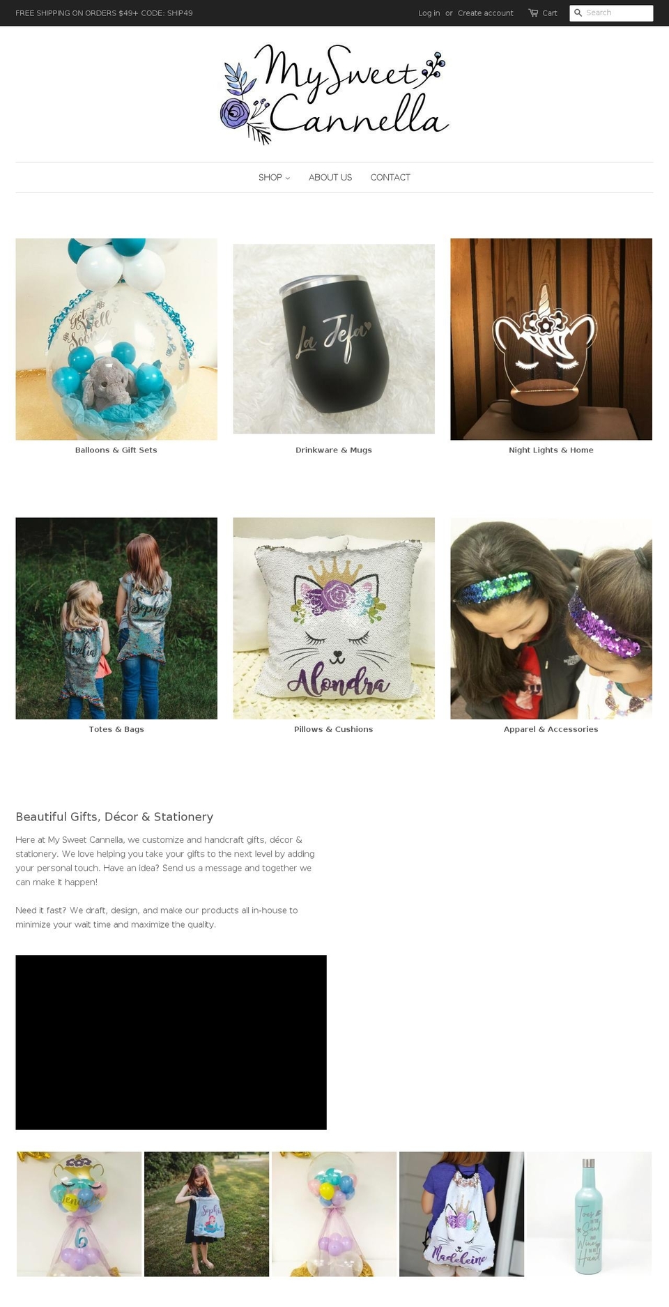 mysweetcannella.com shopify website screenshot