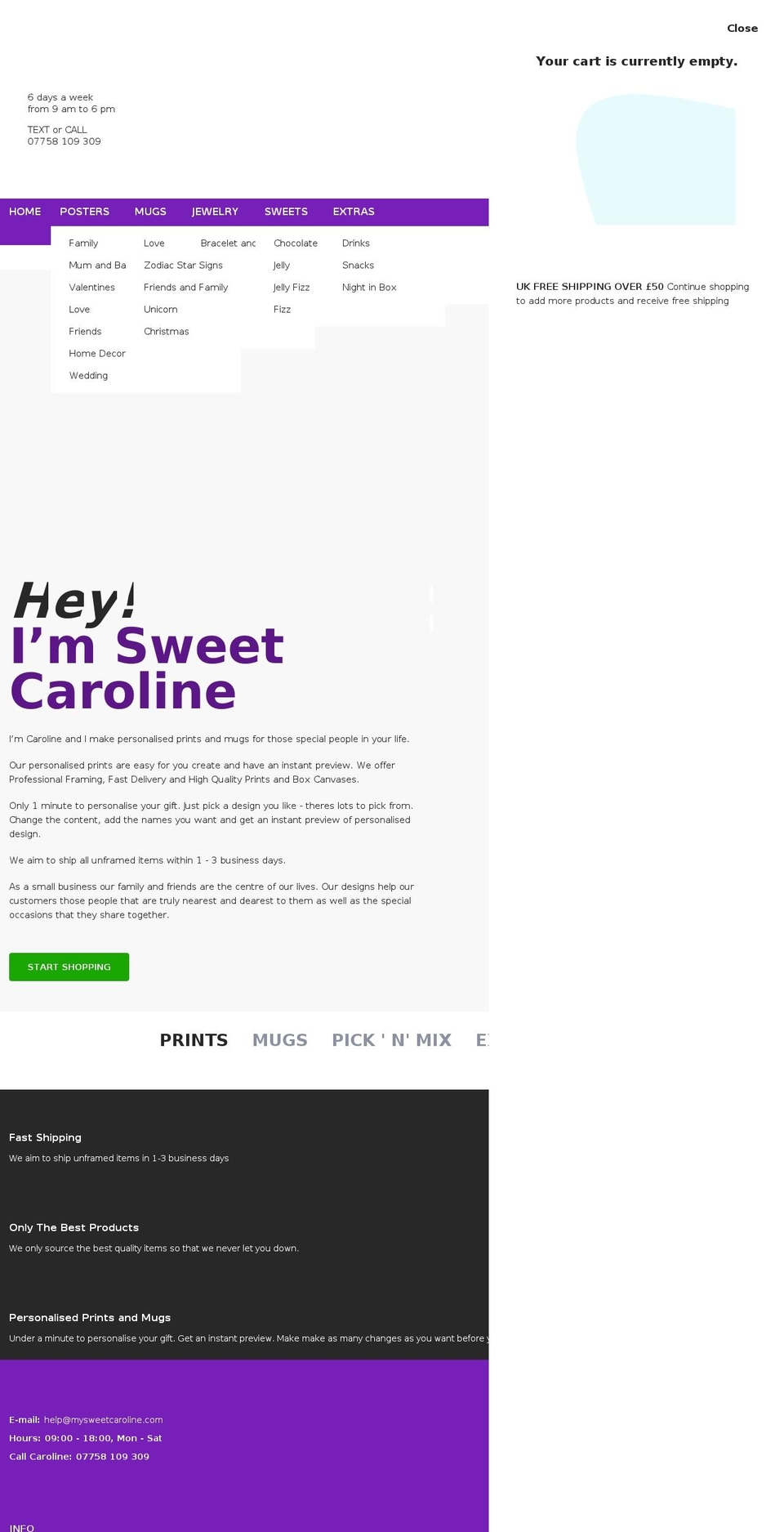 foxic Shopify theme site example mysweetcaroline.com