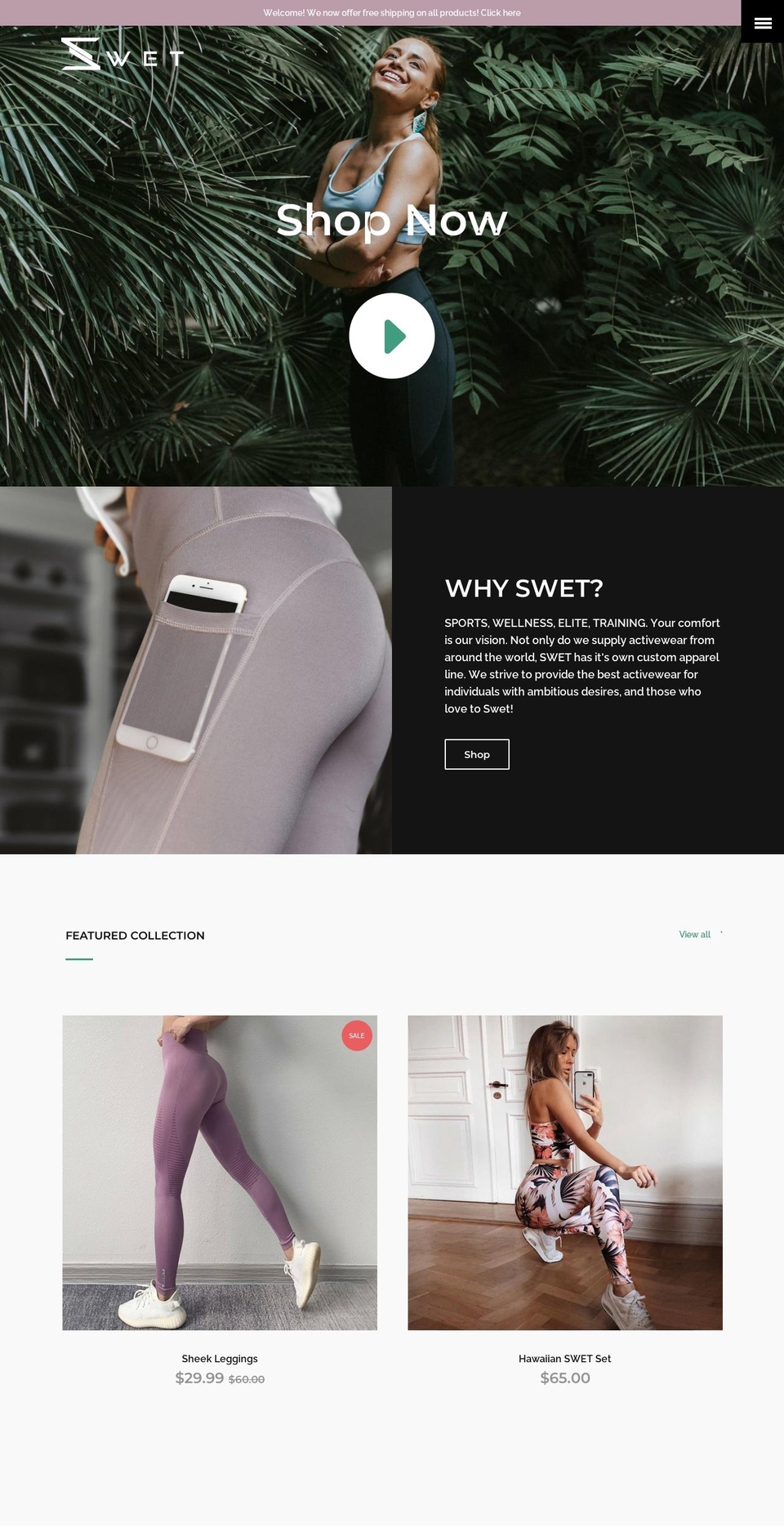 myswetapparel.com — Shopify storefront screenshot