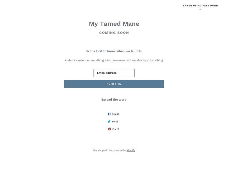 mytamedmane.com shopify website screenshot