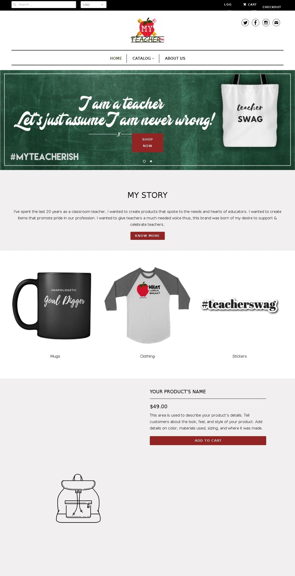 Tripster Developers Shopify theme site example myteacherish.com