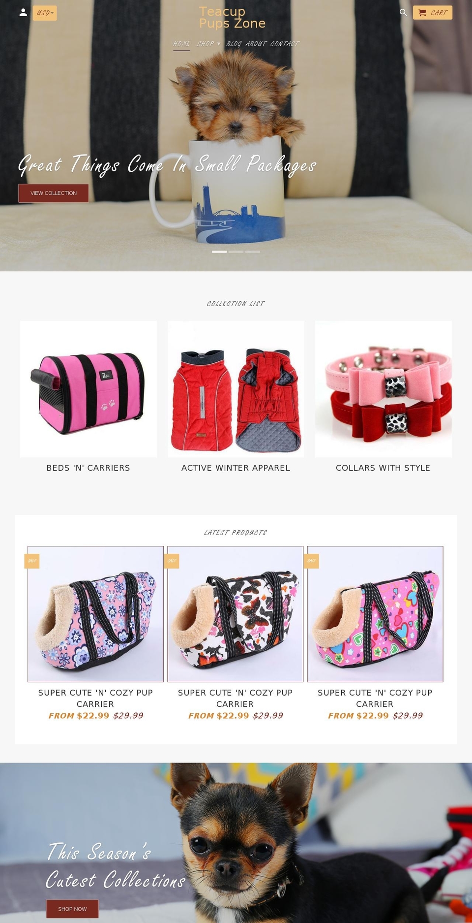 myteacuppups.com shopify website screenshot