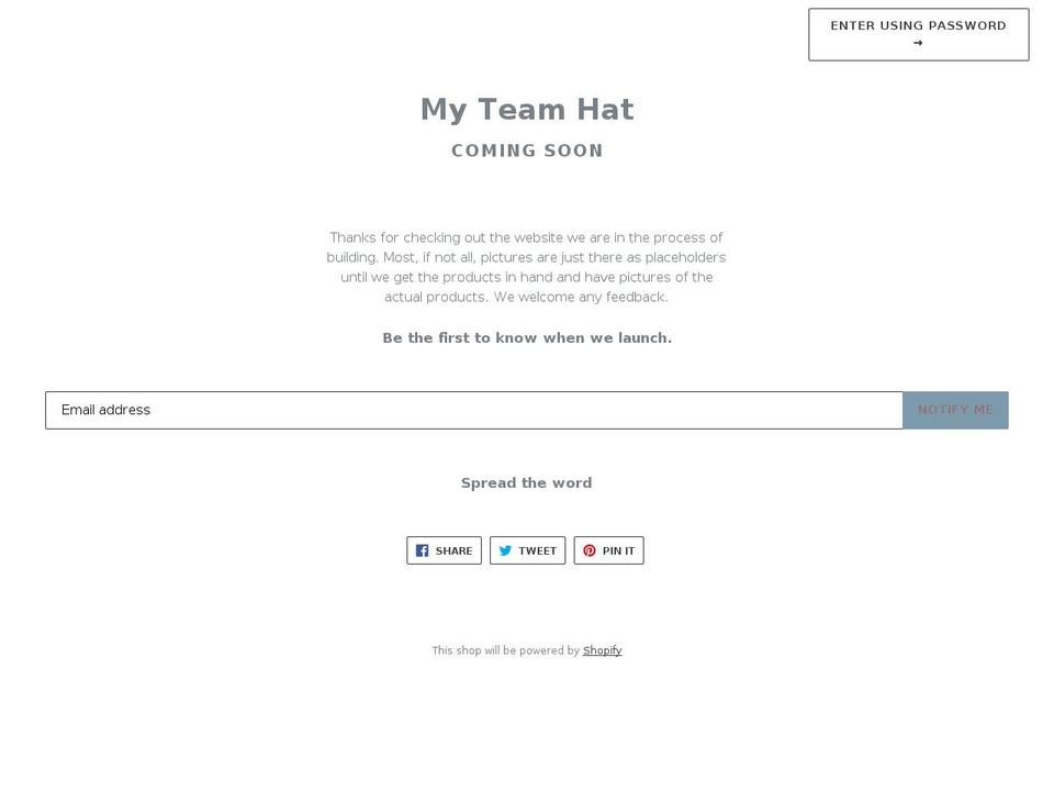 myteamhat.com — Shopify storefront screenshot
