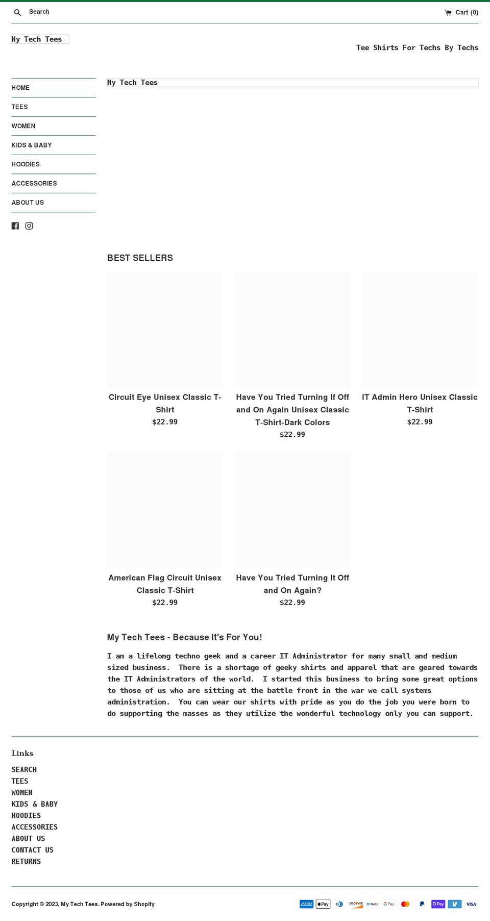 mytechtees.com shopify website screenshot
