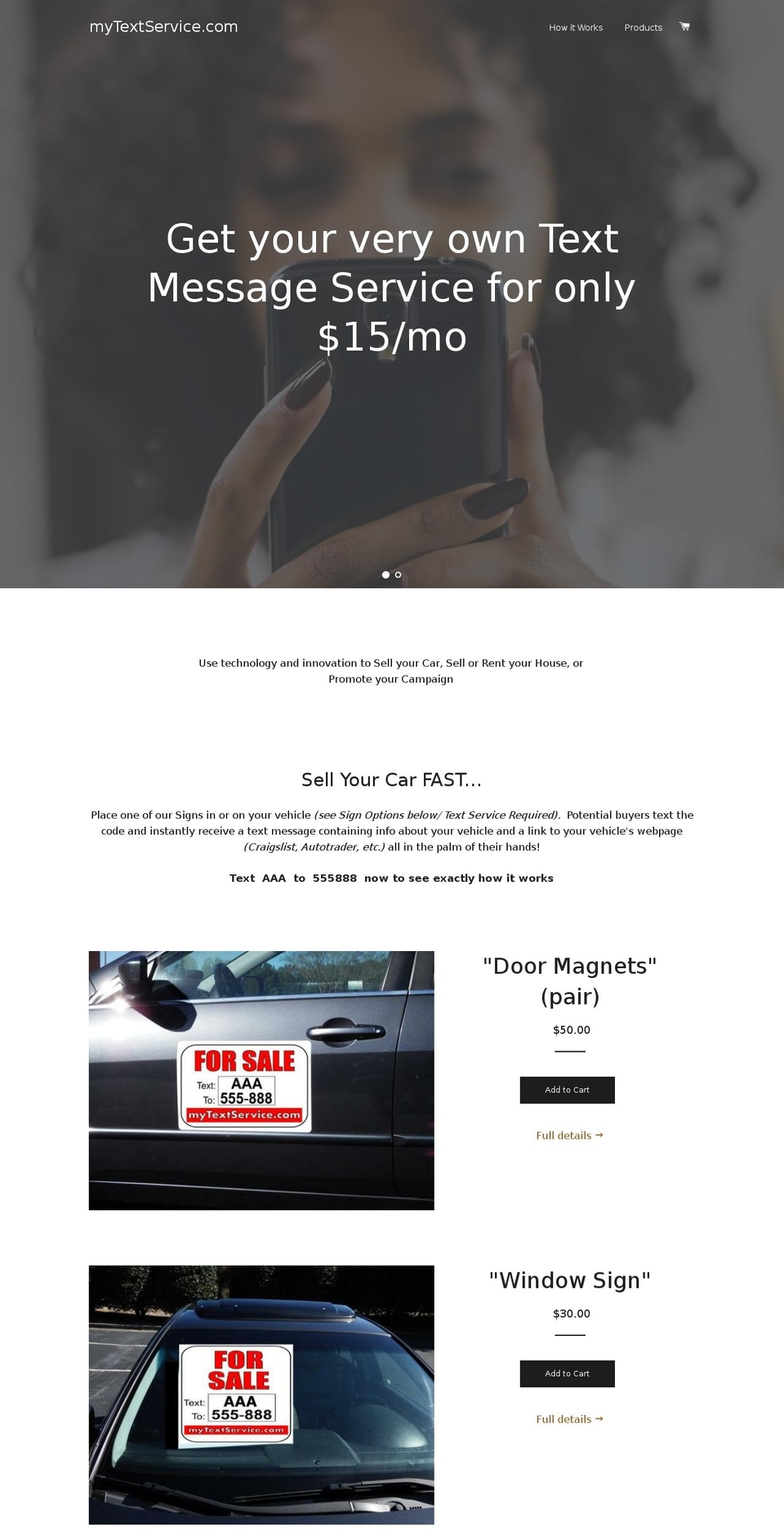 mytextservice.com — Shopify storefront screenshot