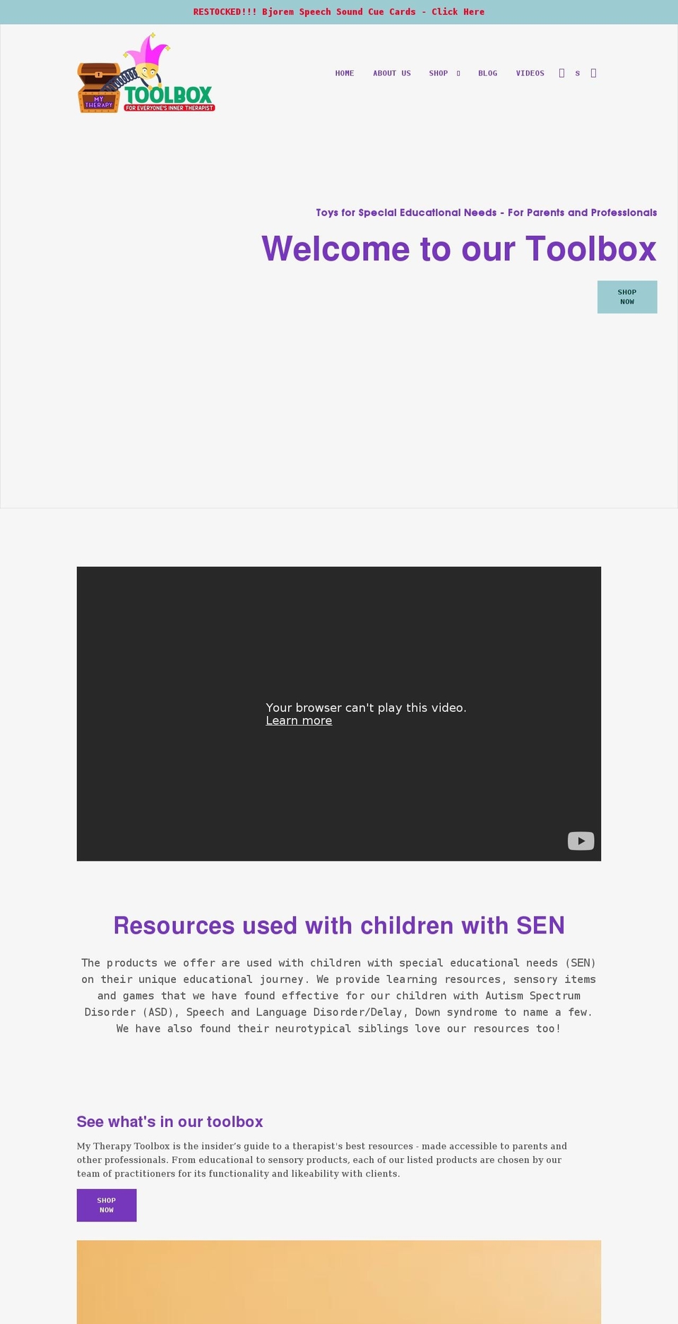 mytherapytoolbox.com shopify website screenshot