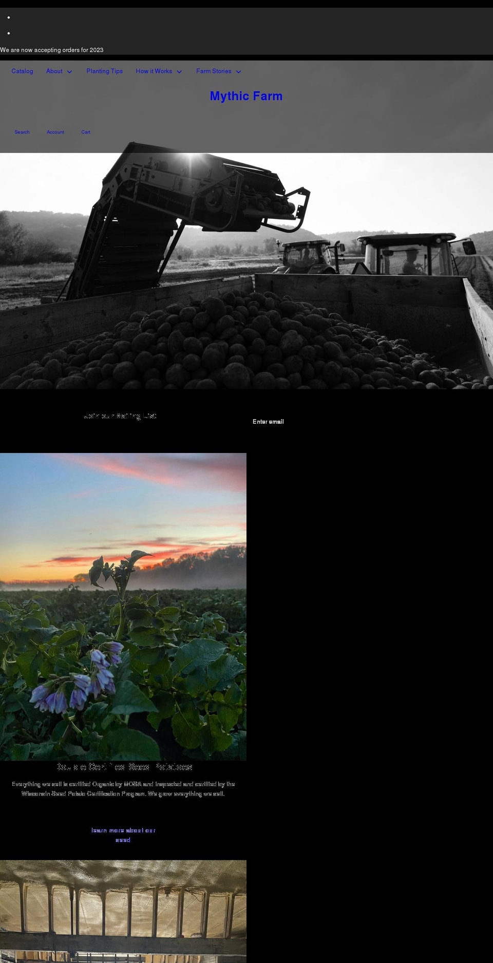 mythicfarm.com shopify website screenshot