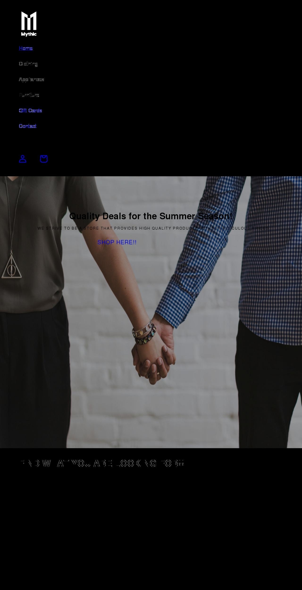 mythicstore.net shopify website screenshot