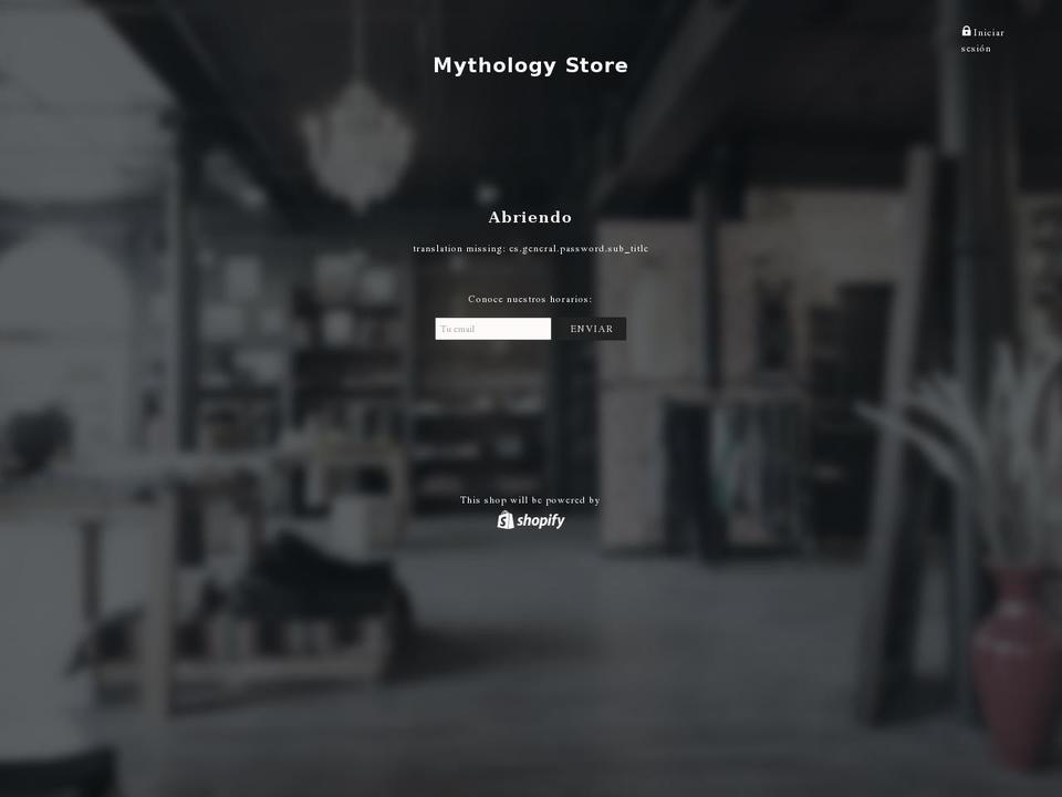 mythology-store.com shopify website screenshot