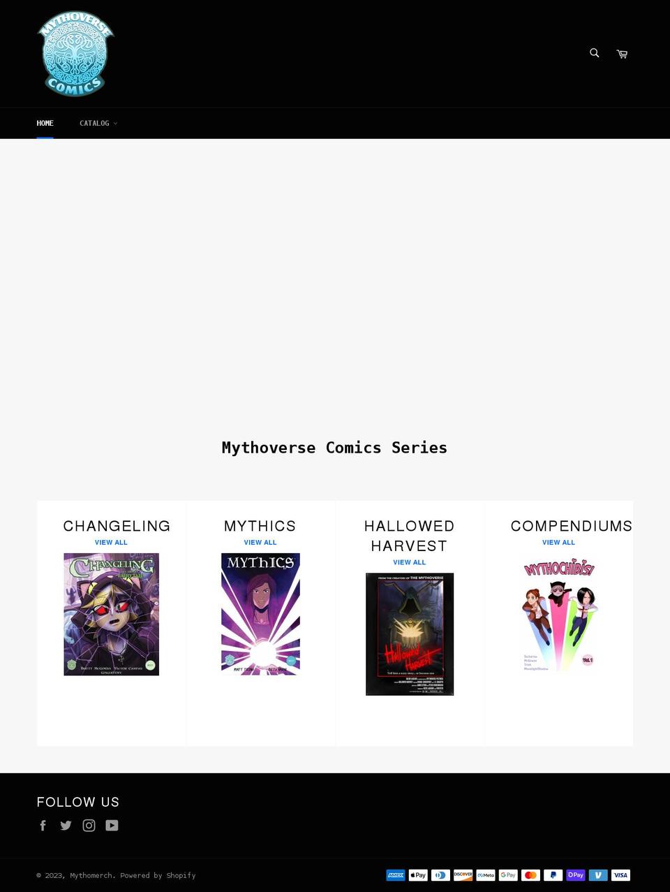 mythomerch.com shopify website screenshot