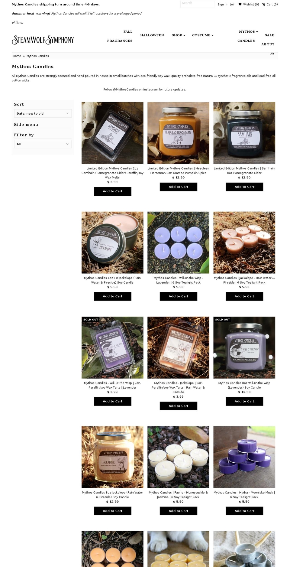 mr-parker Shopify theme site example mythoscandles.com