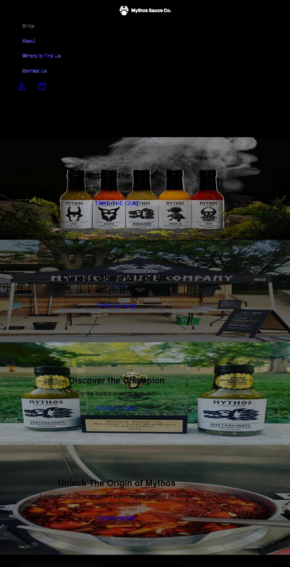 mythossauceco.com shopify website screenshot