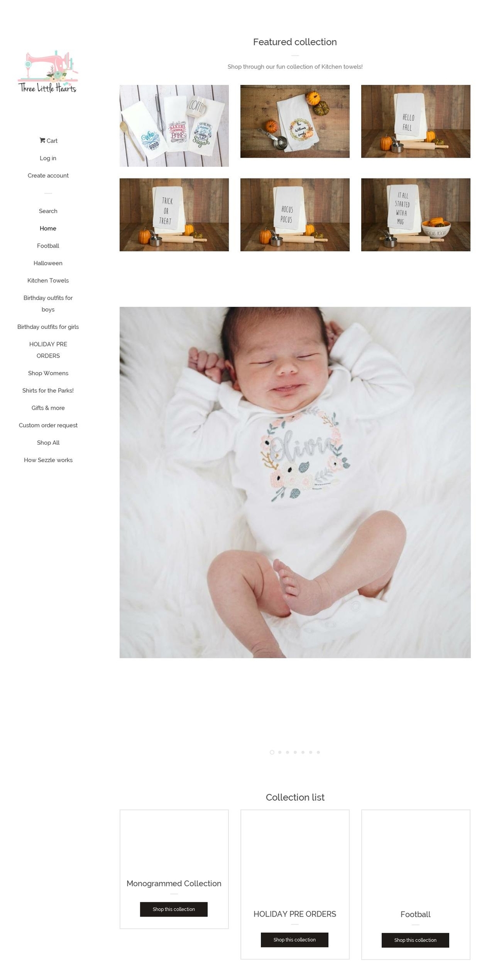 mythreelittlehearts.com shopify website screenshot