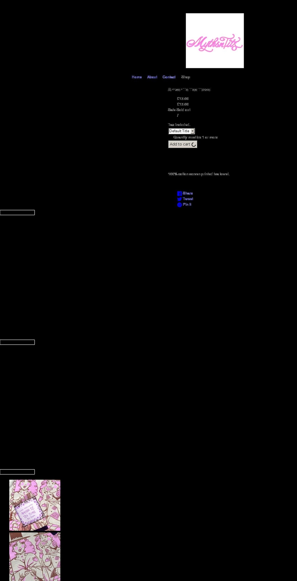 mythsntits.com shopify website screenshot