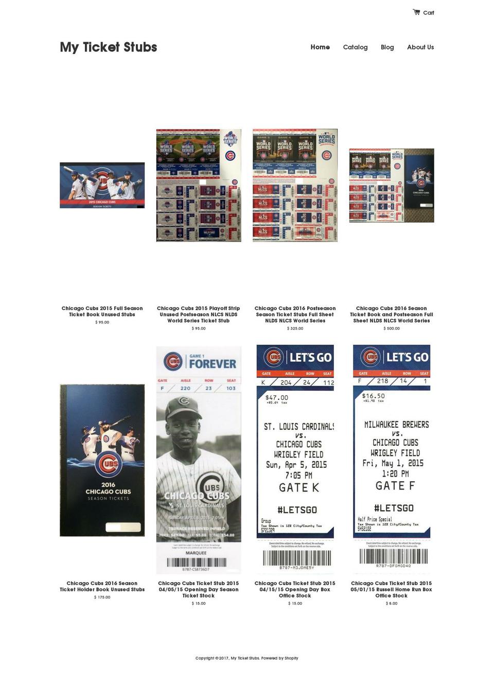 myticketstubs.com shopify website screenshot