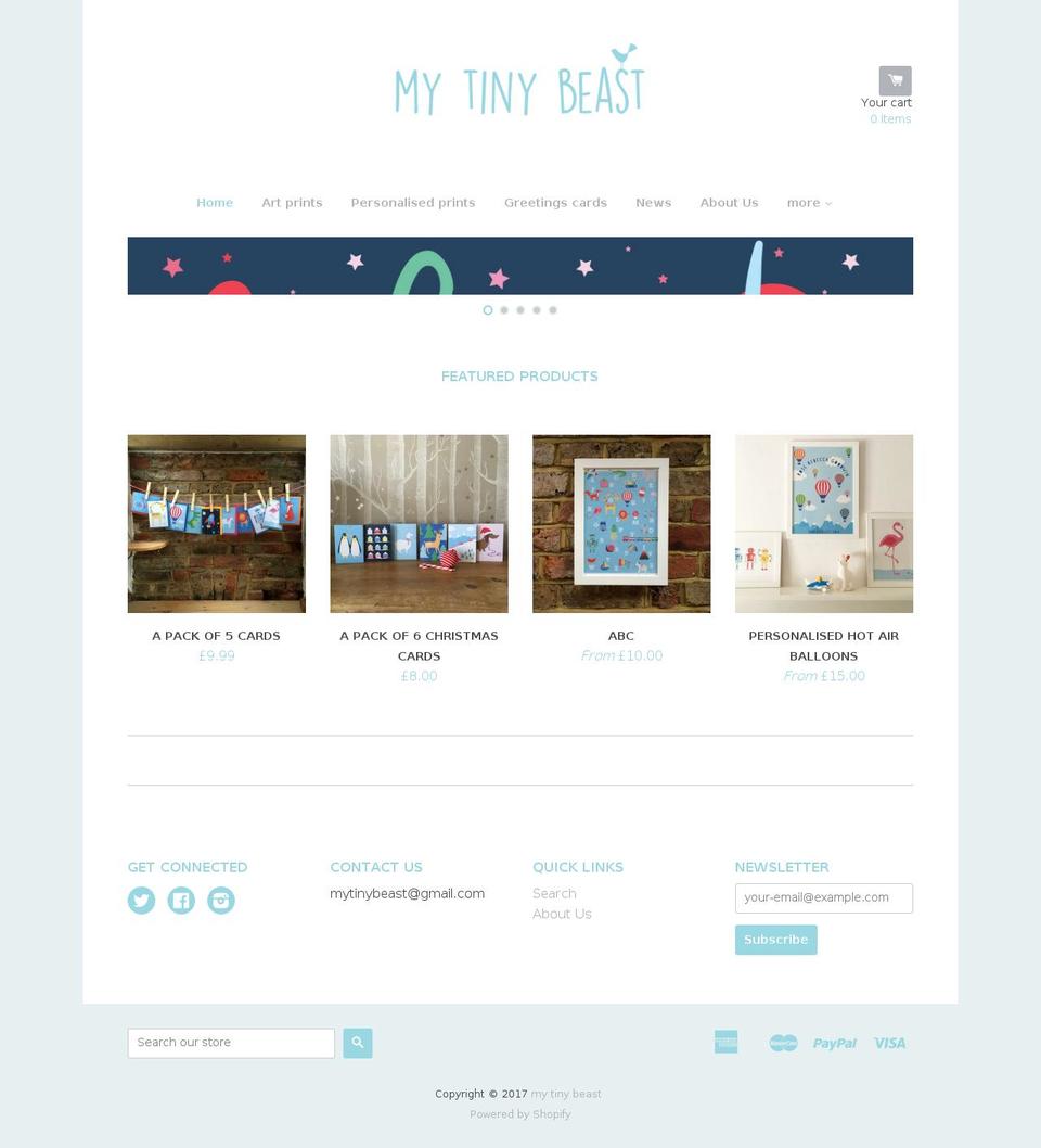 mytinybeast.com shopify website screenshot