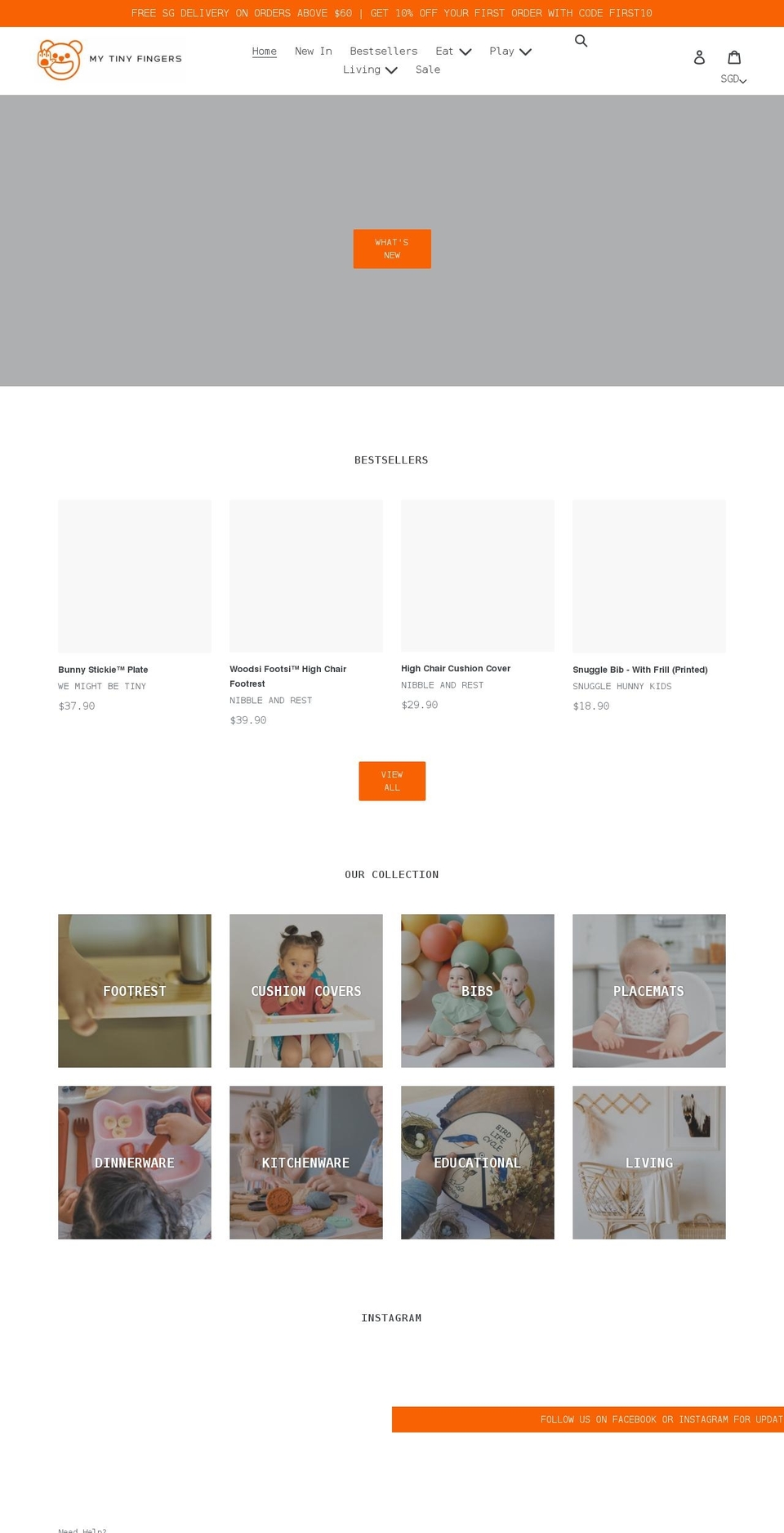 mytinyfingers.com shopify website screenshot