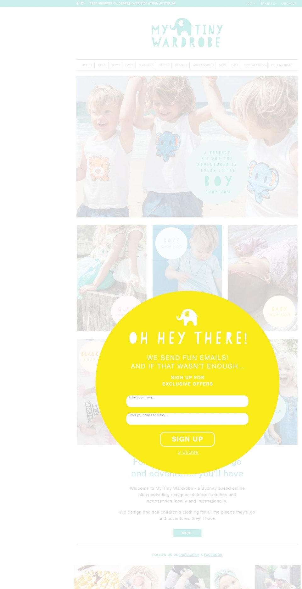 mytinywardrobe.com.au shopify website screenshot