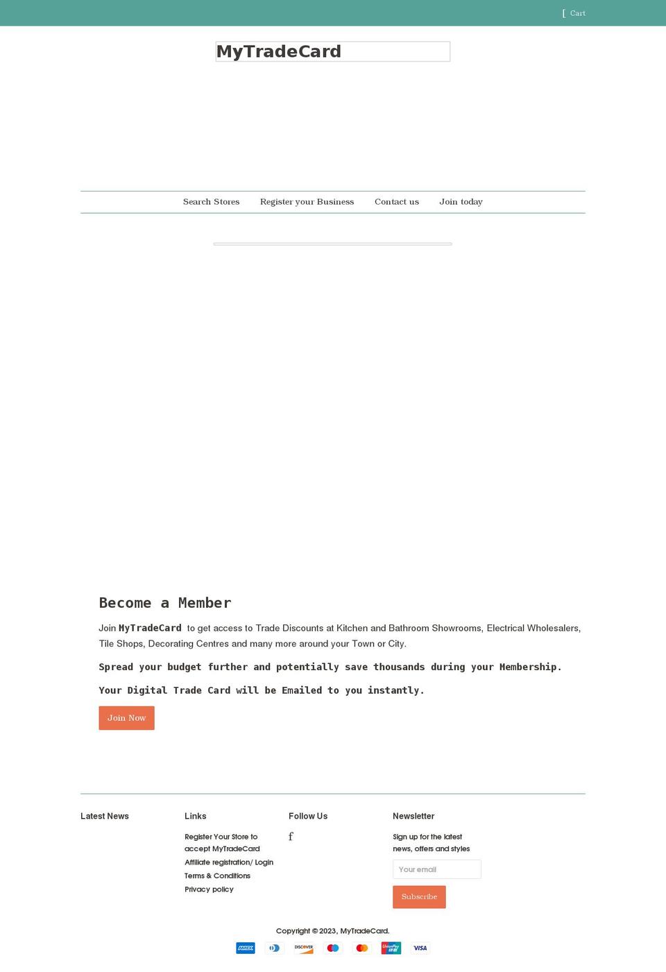mytradecard.co.uk shopify website screenshot
