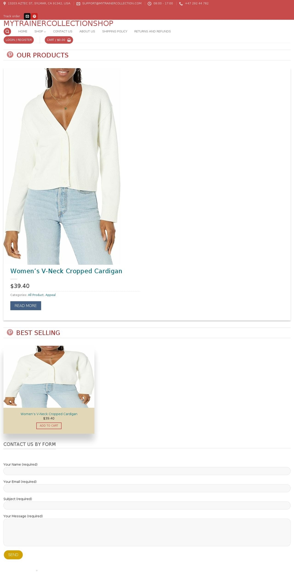 mytrainercollection.com — Shopify storefront screenshot