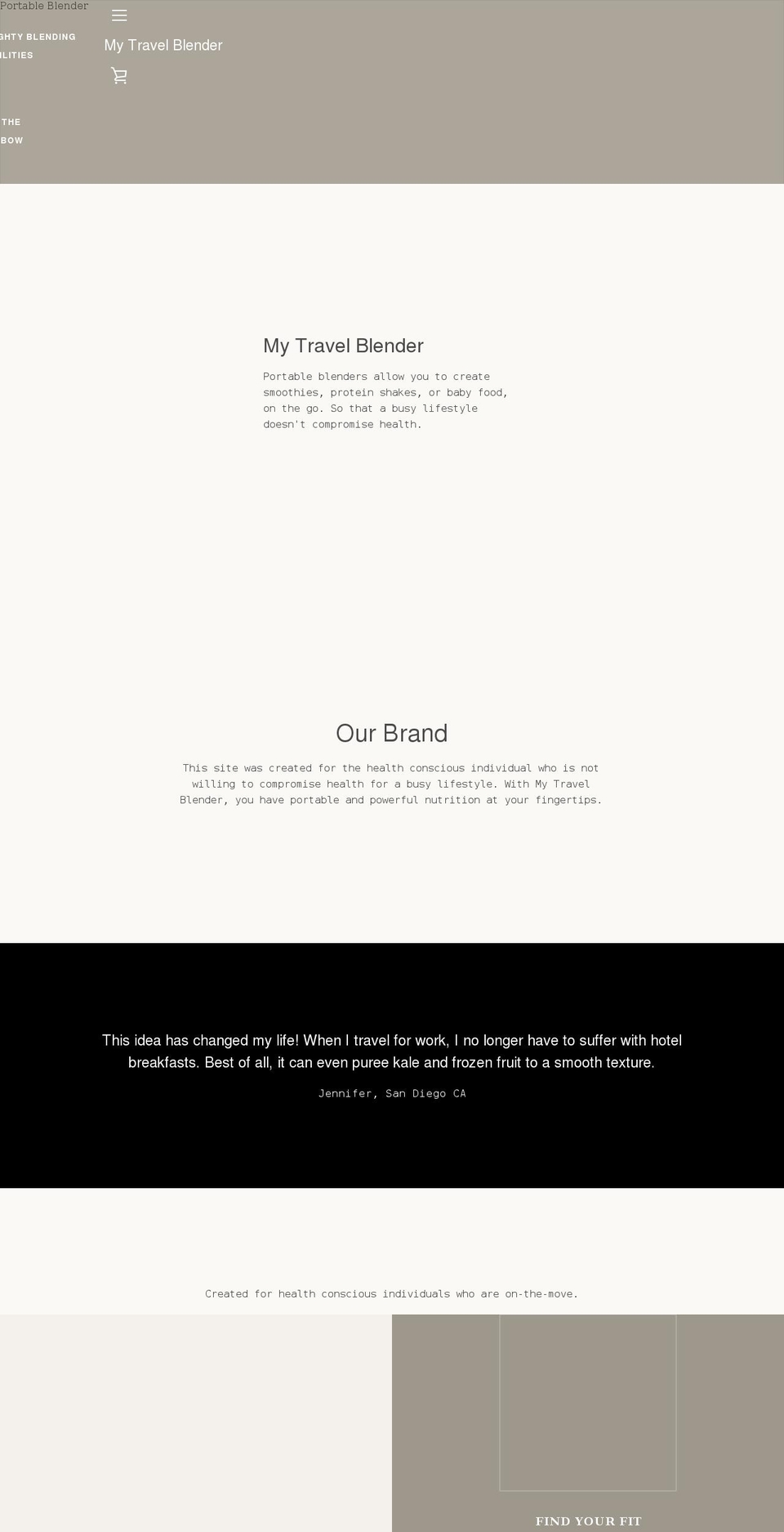 mytravelblender.com shopify website screenshot