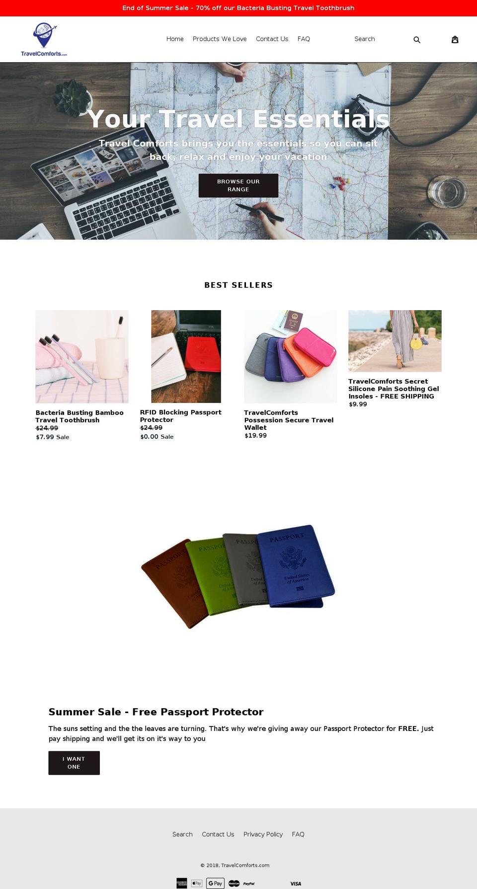 mytravelcomforts.com — Shopify storefront screenshot