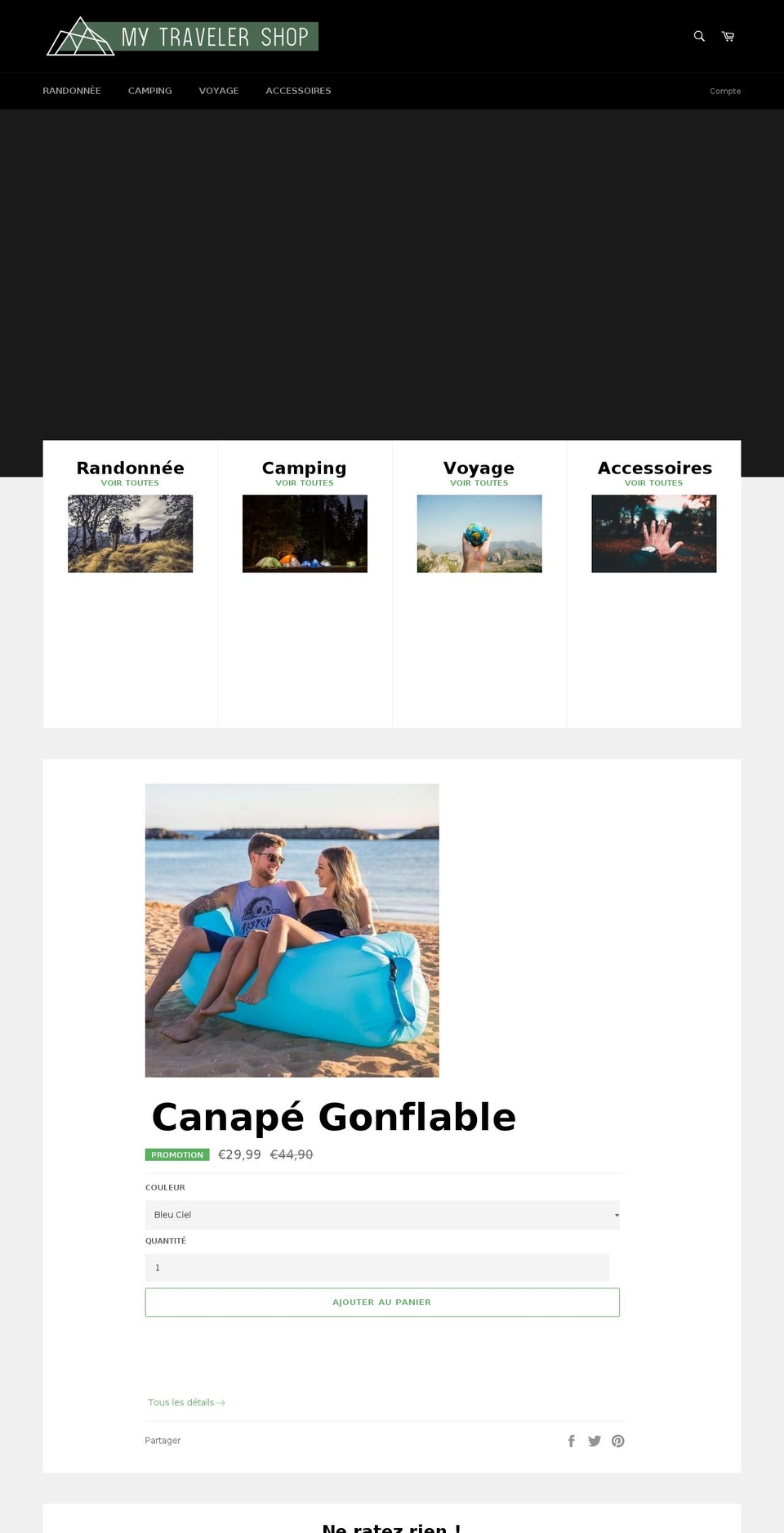 mytravelershop.com — Shopify storefront screenshot