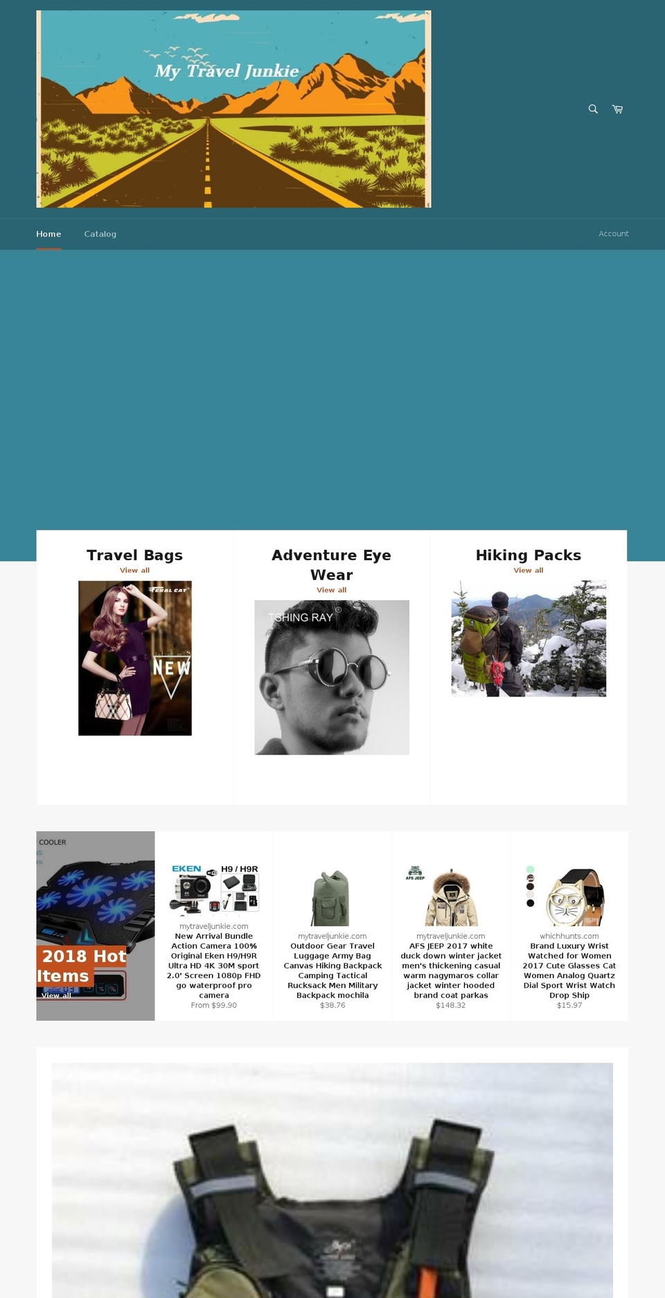 mytraveljunkie.com — Shopify storefront screenshot