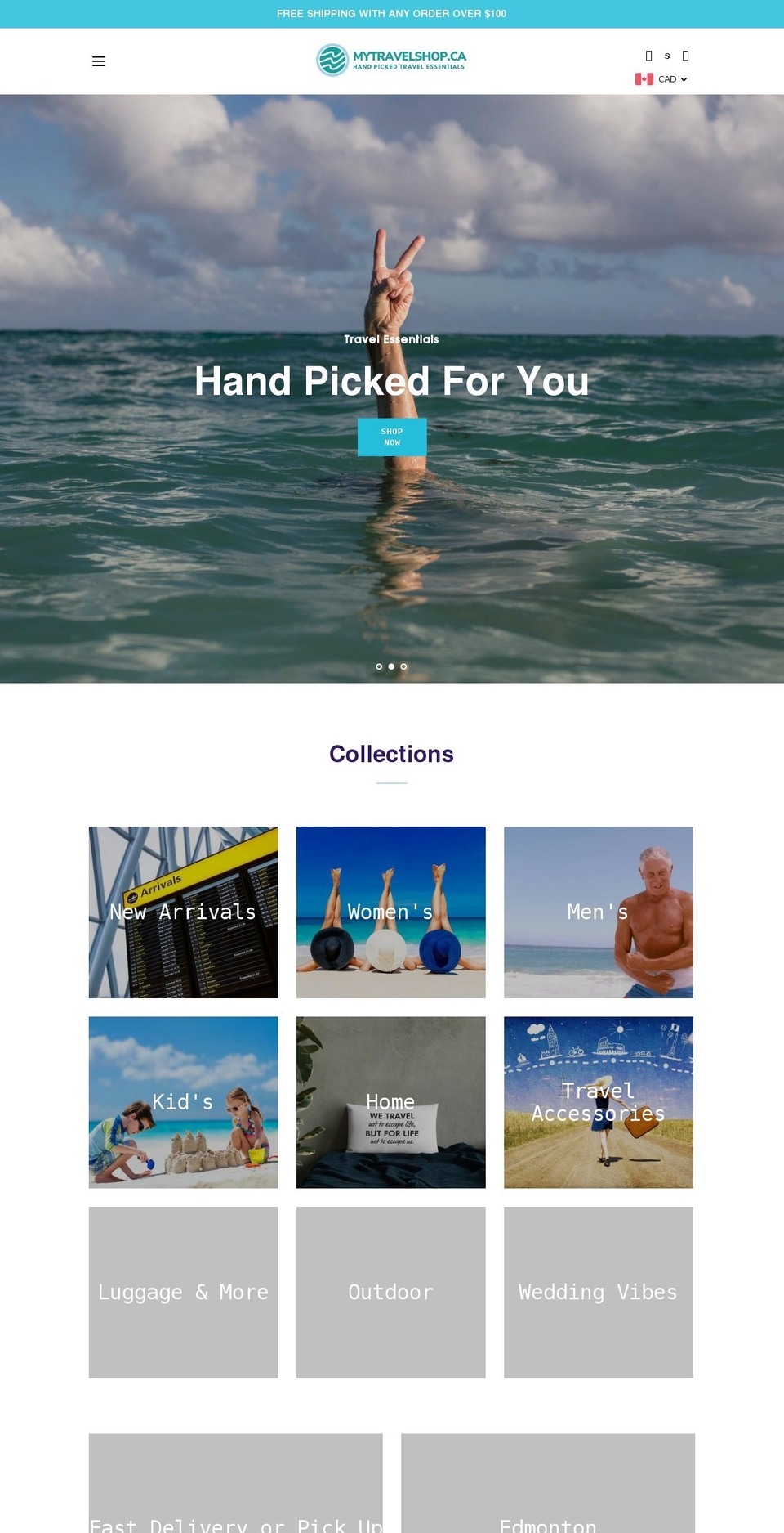 mytravelshop.ca shopify website screenshot