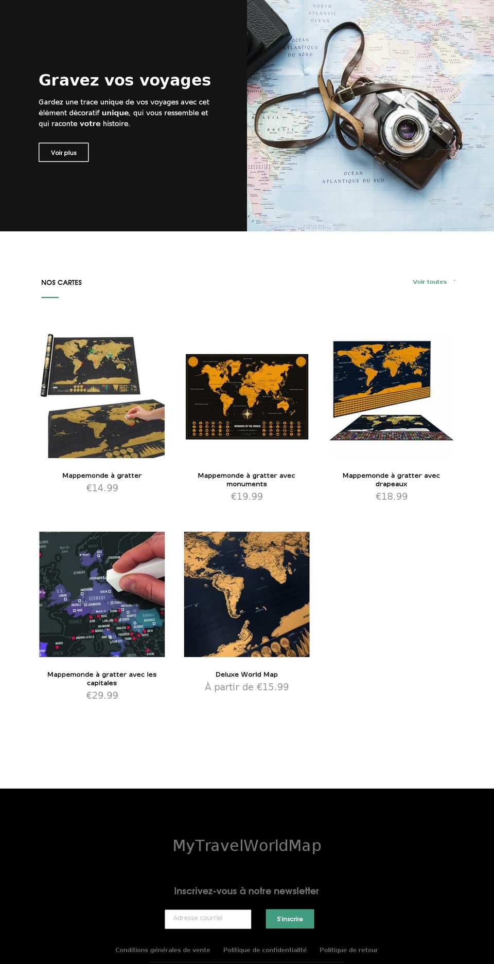 mytravelworldmap.com — Shopify storefront screenshot