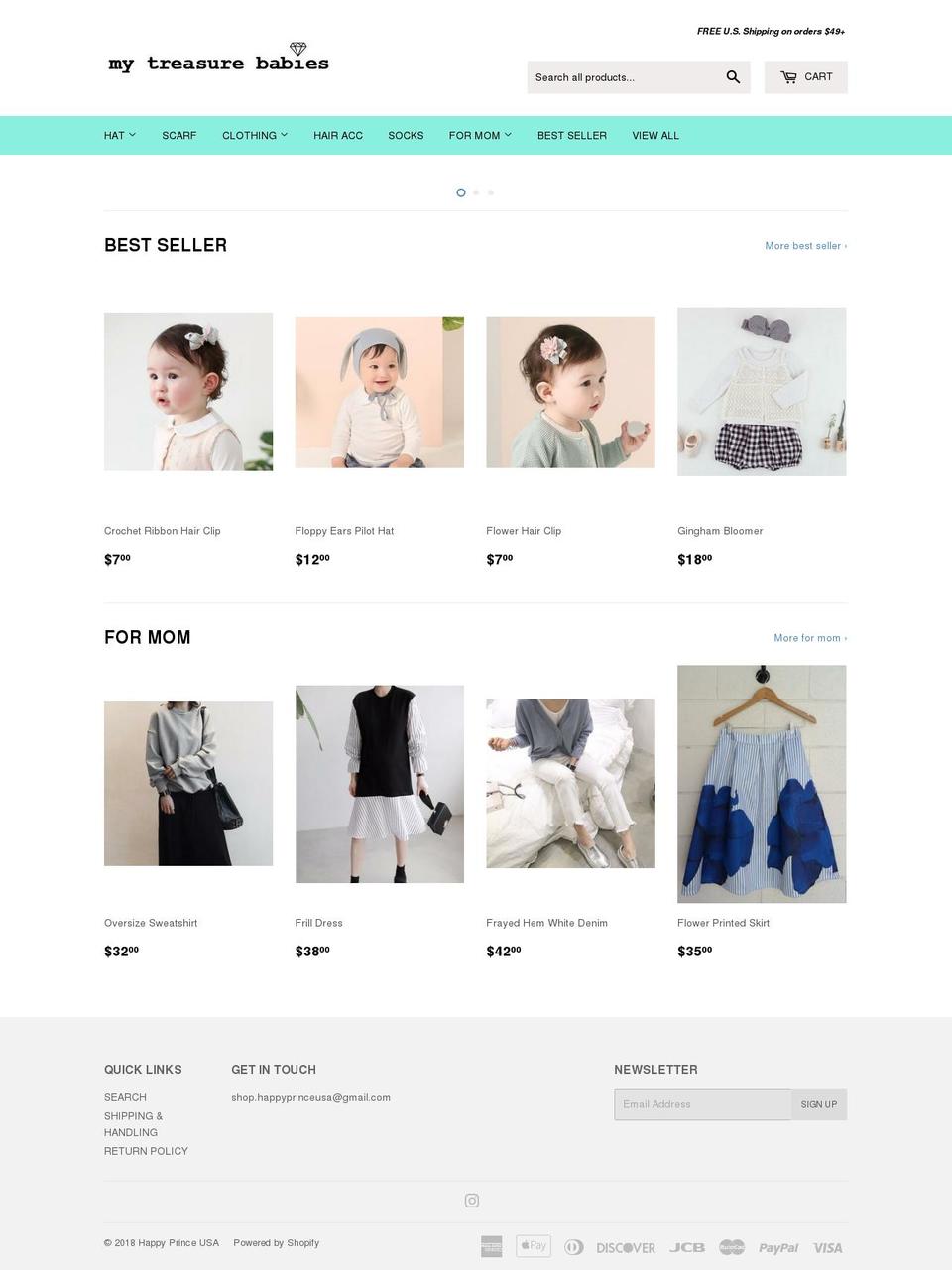 mytreasurebabies.com — Shopify storefront screenshot