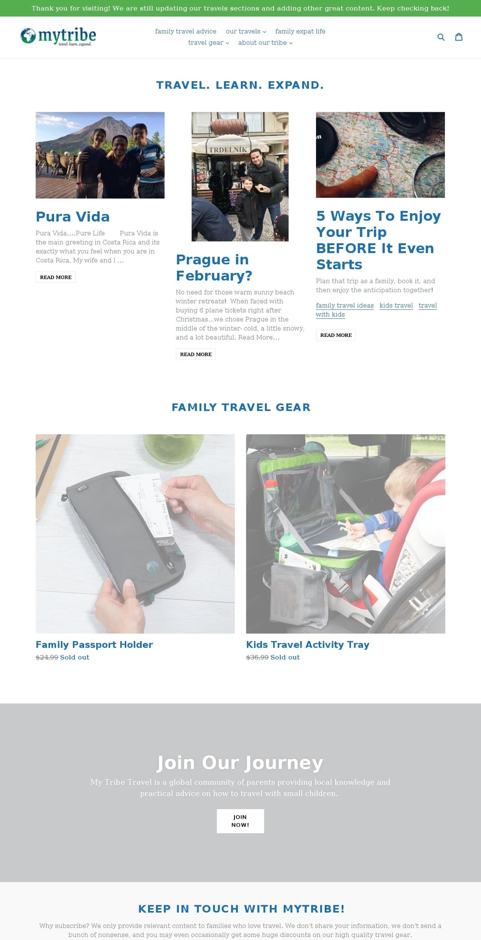 mytribetravel.com — Shopify storefront screenshot