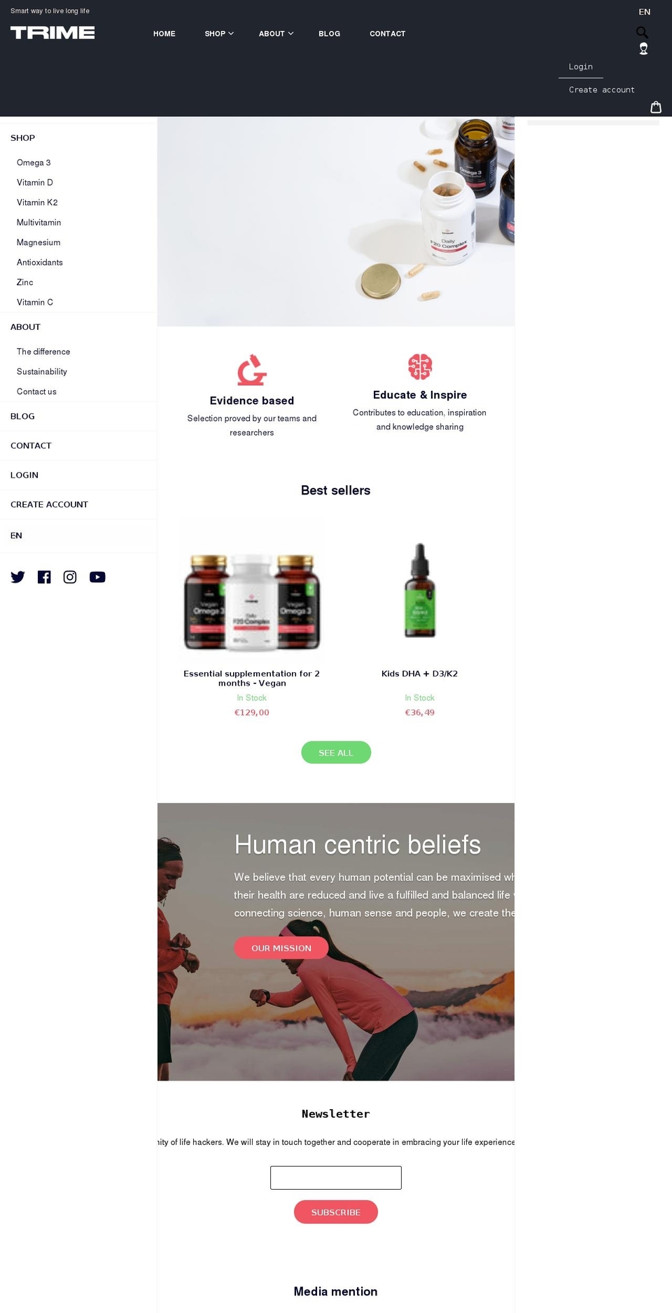 mytrime.com shopify website screenshot