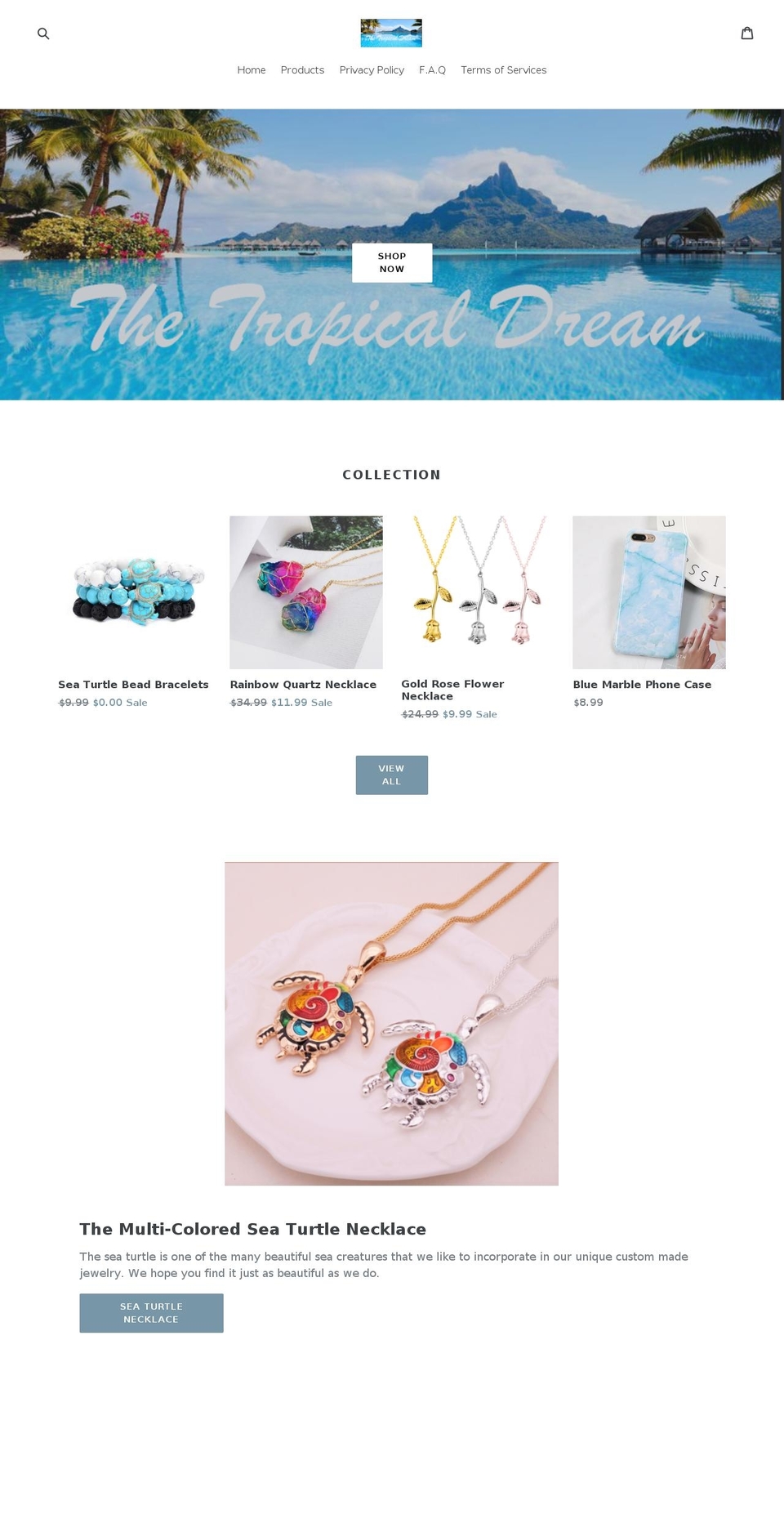 mytropicaldream.com — Shopify storefront screenshot