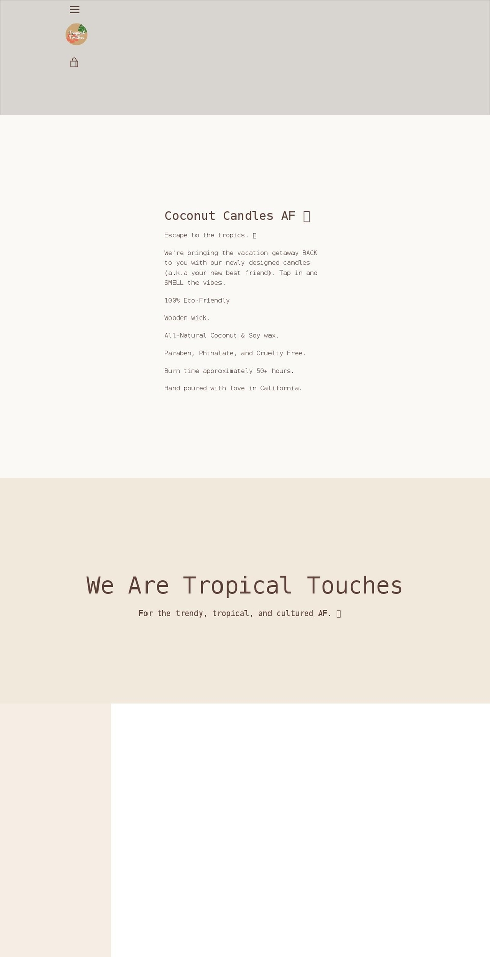 mytropicaltouches.com shopify website screenshot