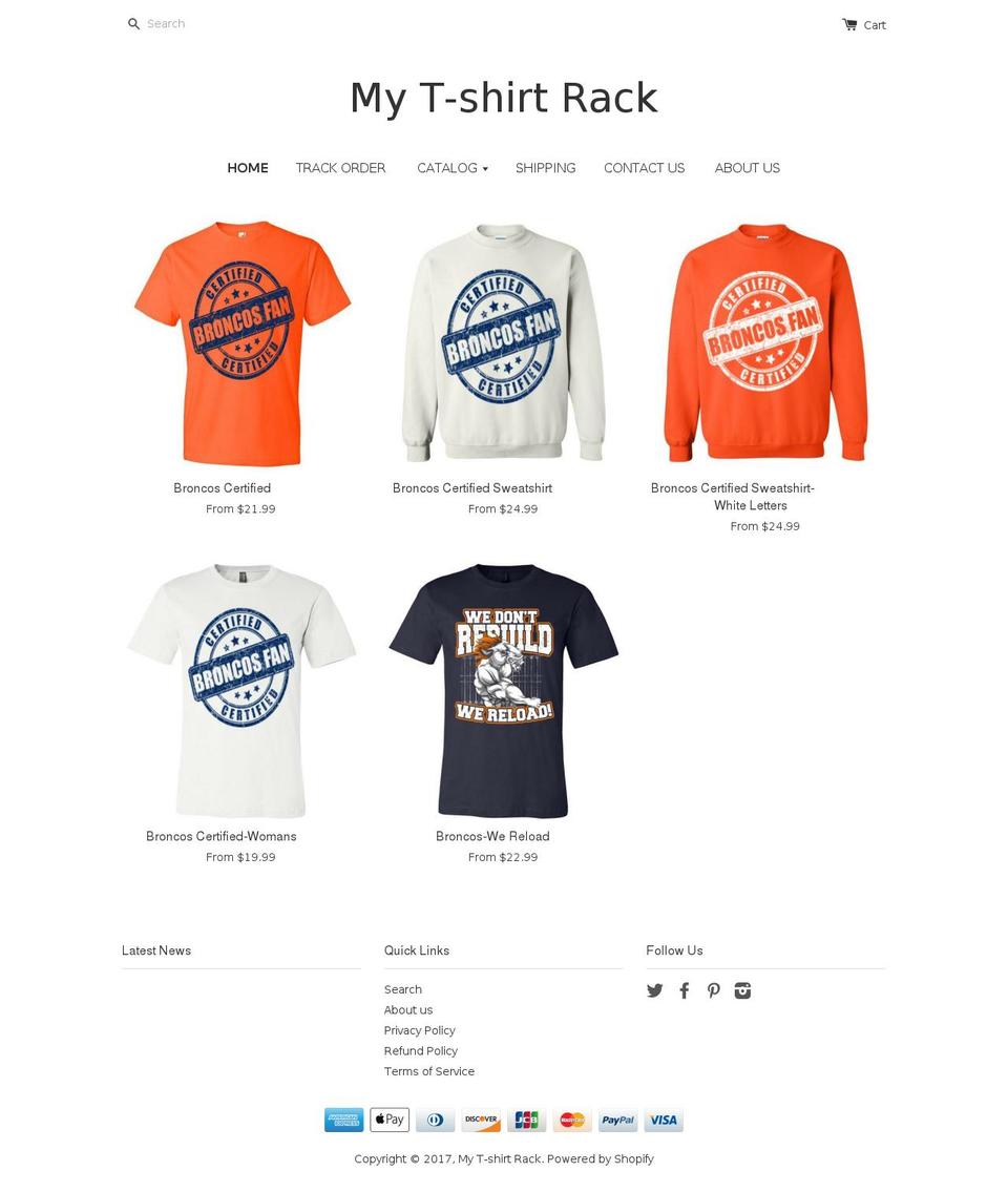 mytshirtrack.com shopify website screenshot