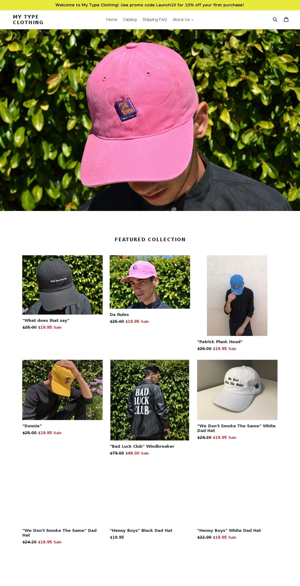 mytypeclothing.com — Shopify storefront screenshot