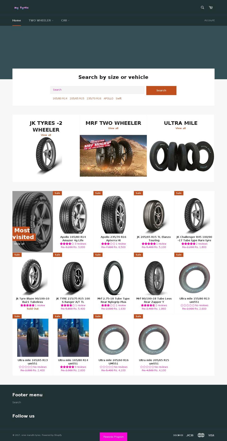 mytyres.in shopify website screenshot