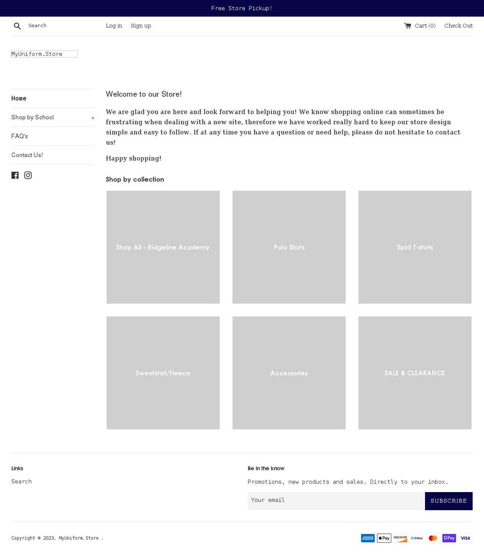 myuniform.store shopify website screenshot