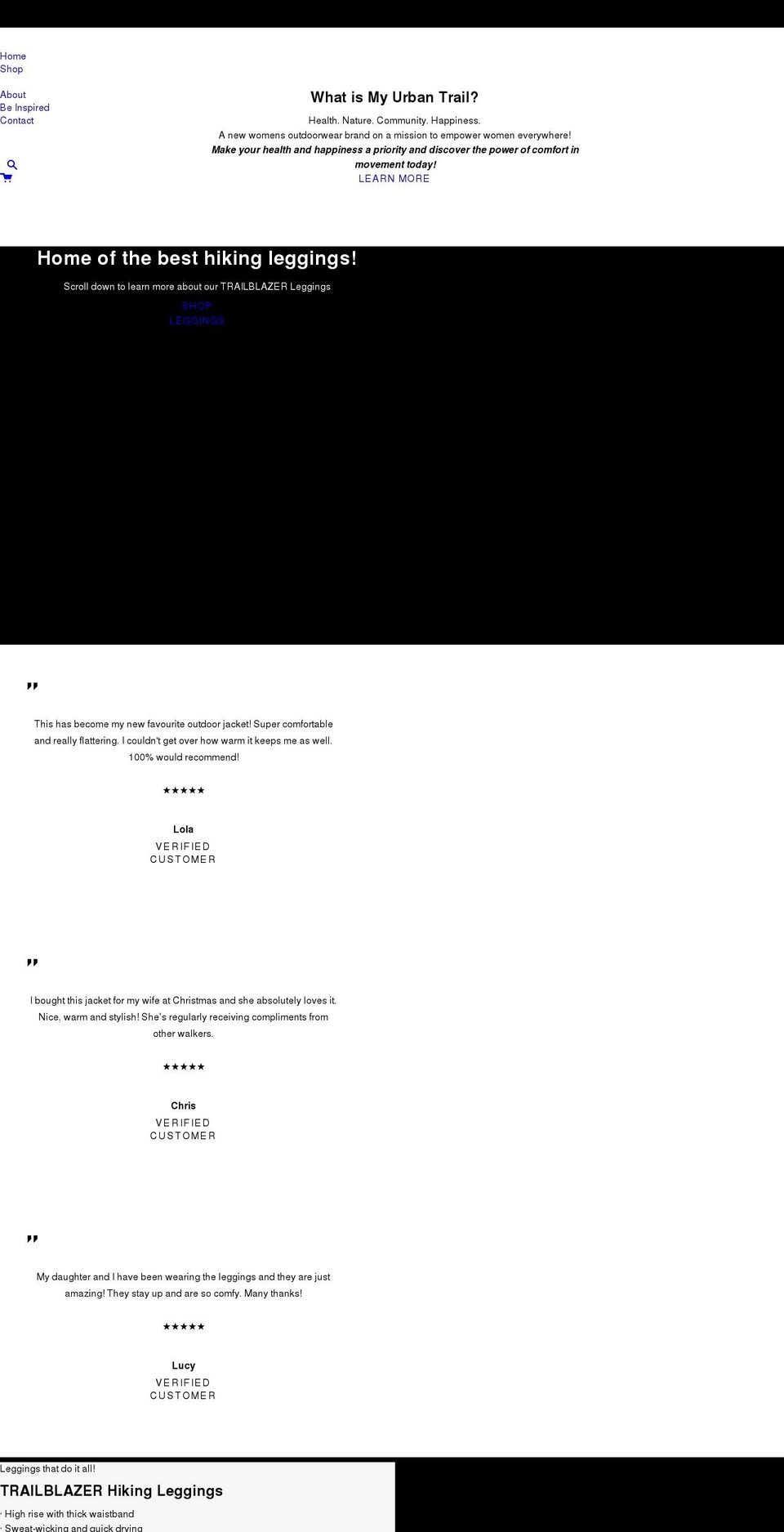 myurbantrail.com shopify website screenshot