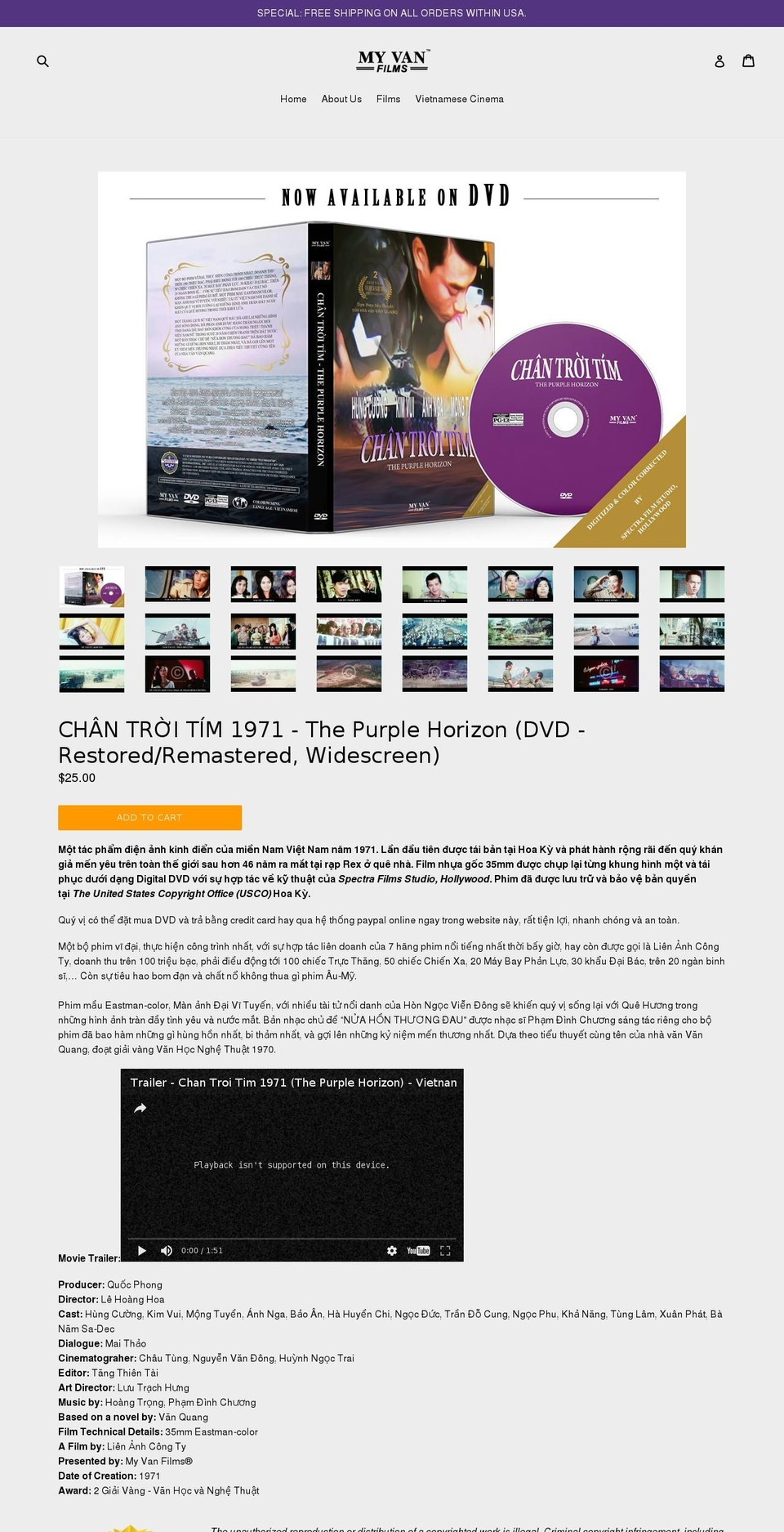 myvanfilms.com shopify website screenshot